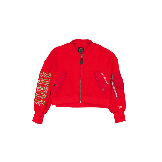 Alpha Industries x San Francisco 49ers Red Women's Full Zip Cropped Fleece Jacket
