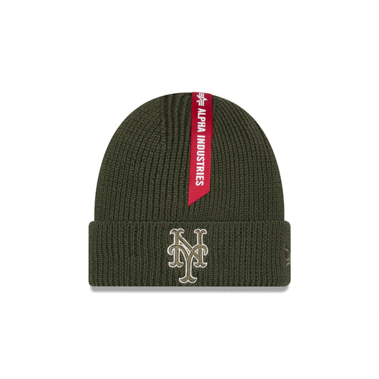 Alpha Industries x New York Mets Olive Green Cuff Knit Hat