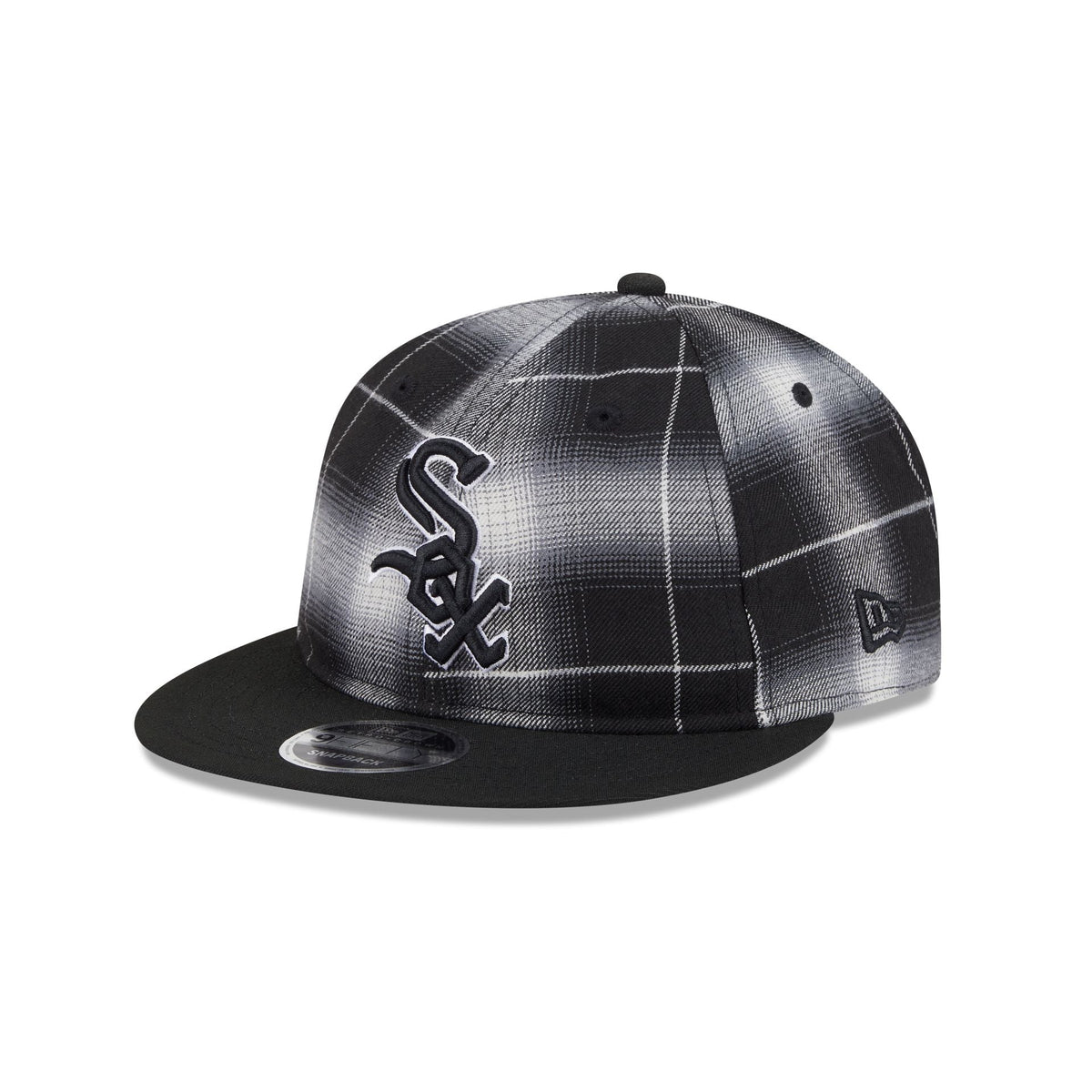 Chicago White Sox Black and White Plaid Retro Crown 9FIFTY Snapback Hat
