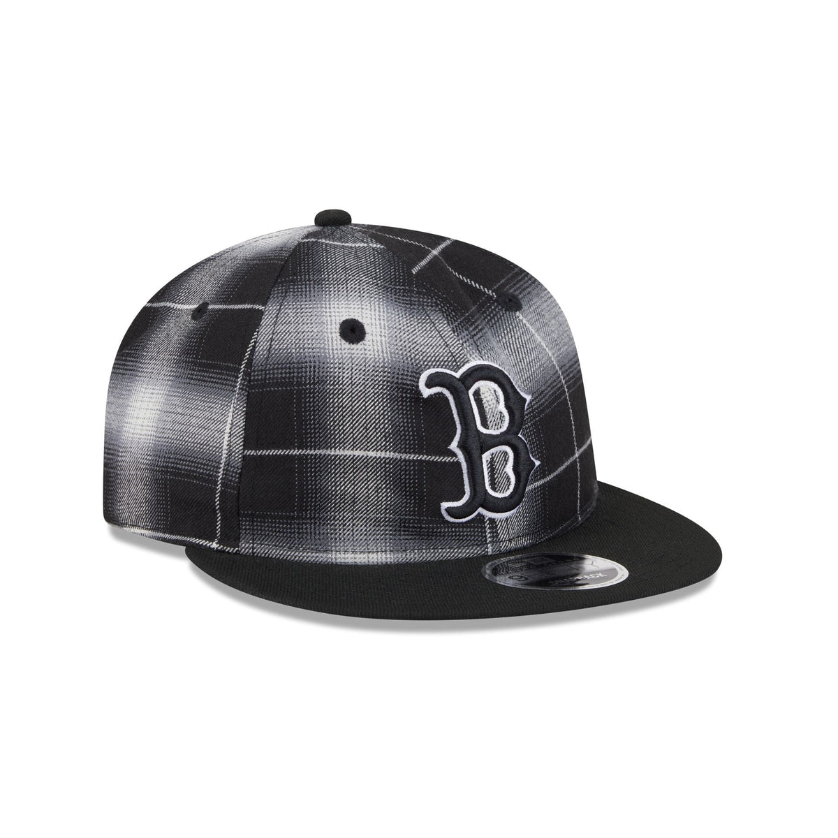 Boston Red Sox Black and White Plaid Retro Crown 9FIFTY Snapback Hat