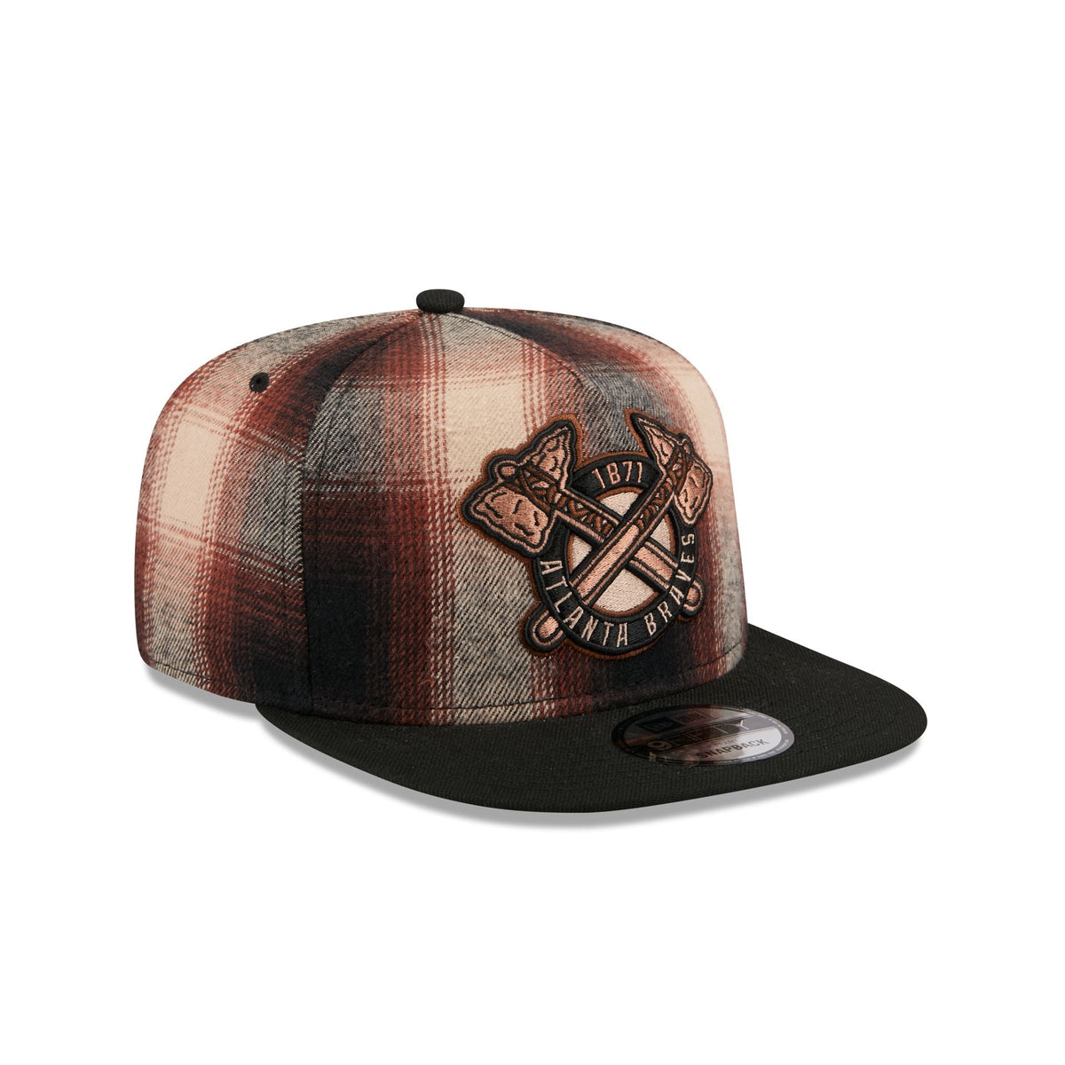Atlanta Braves Grunge Plaid 9FIFTY A-Frame Adjustable Hat