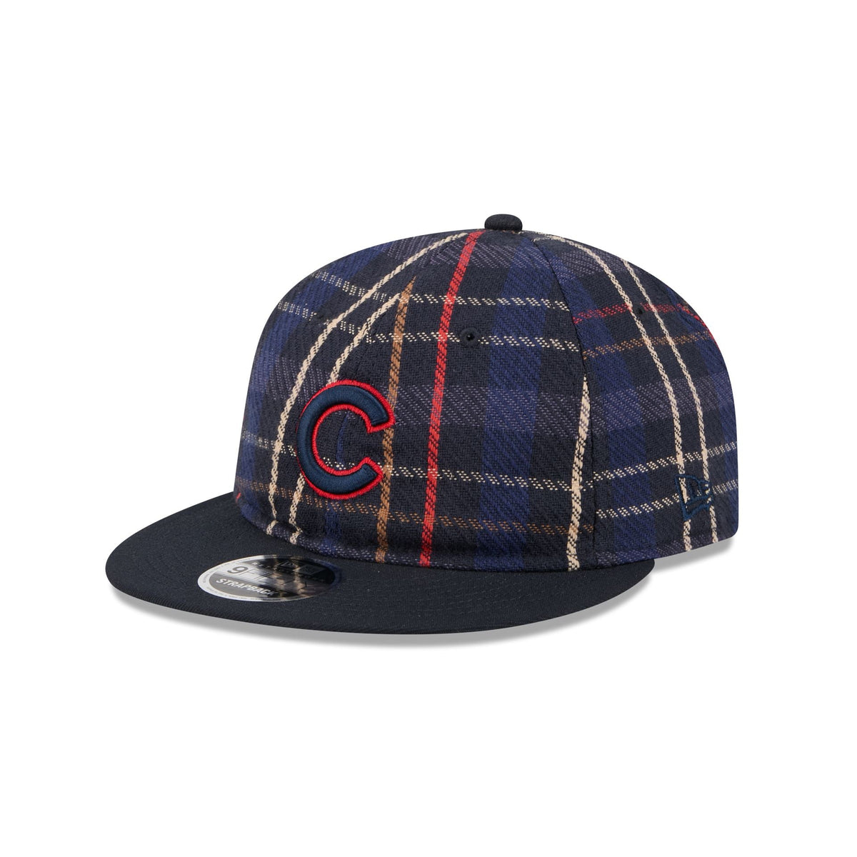Chicago Cubs Grunge Plaid Retro Crown 9FIFTY Adjustable Hat
