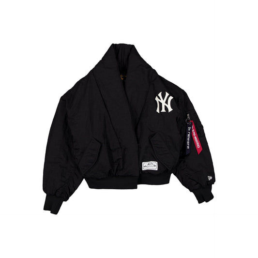 Alpha Industries x New York Yankees Women's Black Shawl Collar Flight Jacket