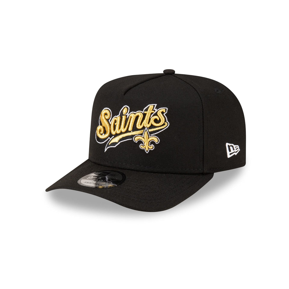 Born x Raised x New Orleans Saints Script Black 9FIFTY A-Frame Snapback Hat