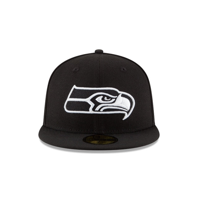 Seattle Seahawks Black & White 59FIFTY Fitted Hat