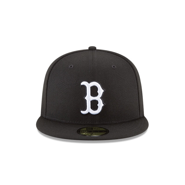 Boston Red Sox Black and White Basic 59FIFTY Fitted Hat